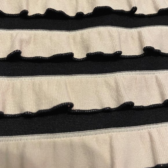 Joseph Ribkoff Cream Striped Ruffle Off The Shoulder Top 8 - Picture 3 of 6